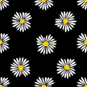 daisy fabric // dots florals 90s girls flower fabric - black and yellow