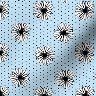 daisy fabric // dots florals 90s girls flower fabric - powder blue