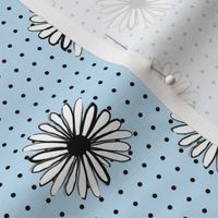 daisy fabric // dots florals 90s girls flower fabric - powder blue