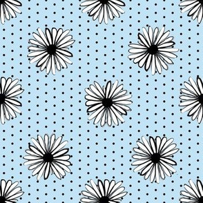 daisy fabric // dots florals 90s girls flower fabric - powder blue