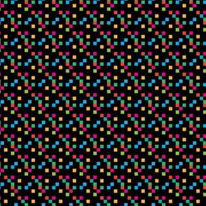 multi-color pixels on black