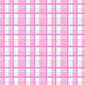 Pink Plaids, Light Pink Plaid Stripes, Bright Colorful Tartan Checked on Light Background