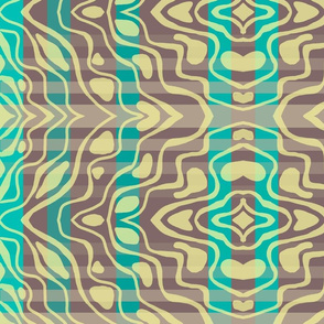 Lemon dancing on aqua + putty plaid by Su_G_©SuSchaefer