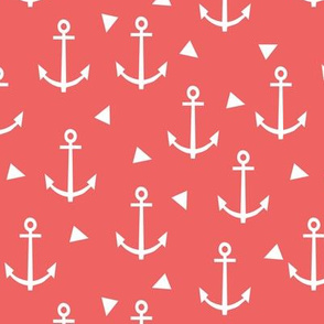 anchor fabric coral nautical fabric design - coral triangles