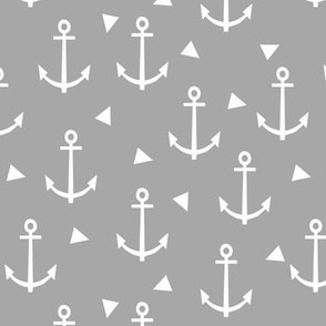 anchor fabric coral nautical fabric design - grey triangles