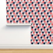 anchor cheater quilt hexagon cheater quilt hexie quilt coral and navy nautical theme