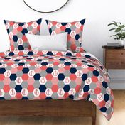 anchor cheater quilt hexagon cheater quilt hexie quilt coral and navy nautical theme