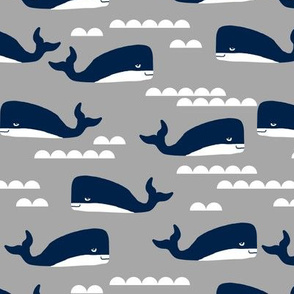 grey and navy whales fabric whale nursery nautical design
