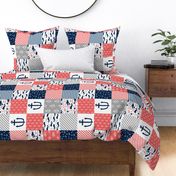 cheater quilt nursery baby coral and navy nursery