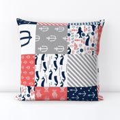 cheater quilt nursery baby coral and navy nursery