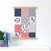 cheater quilt nursery baby coral and navy nursery