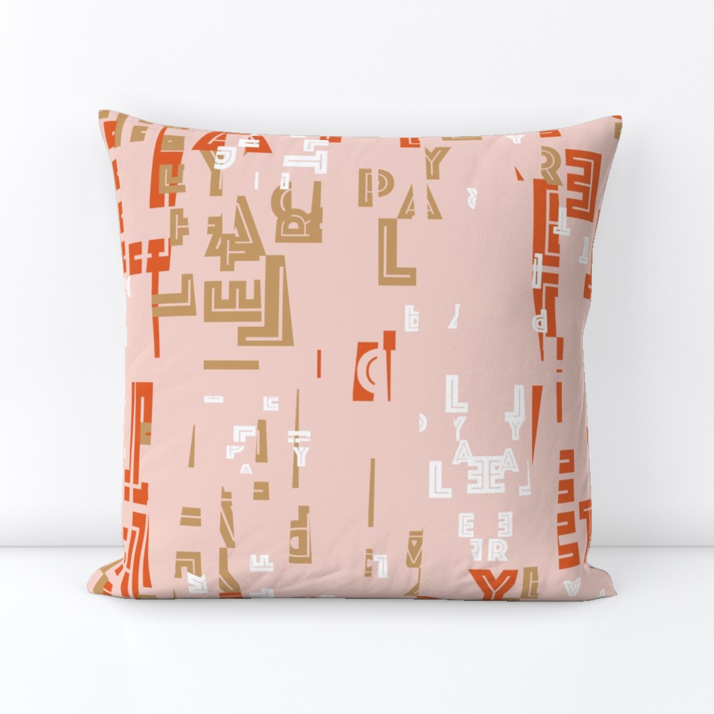 letterplay in orange on pale pink