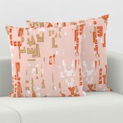 letterplay in orange on pale pink