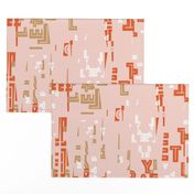 letterplay in orange on pale pink