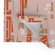 letterplay in orange on pale pink