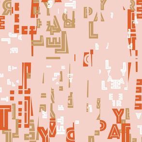 letterplay in orange on pale pink