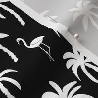 palm tree fabric // flamingo summer tropical print - black and white