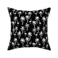 palm tree fabric // flamingo summer tropical print - black and white