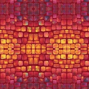 Watercolor Mosaic - Red Ground