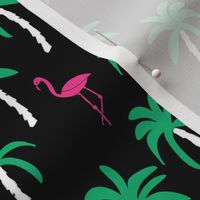 palm tree fabric // flamingo summer tropical print - black and brights