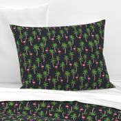 palm tree fabric // flamingo summer tropical print - charcoal