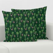 palm tree fabric // flamingo summer tropical print - dark green