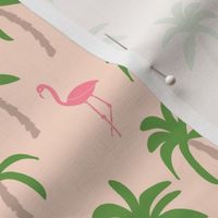 palm tree fabric // flamingo summer tropical print - peach