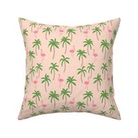 palm tree fabric // flamingo summer tropical print - peach