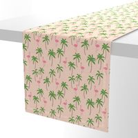 palm tree fabric // flamingo summer tropical print - peach