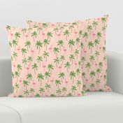 palm tree fabric // flamingo summer tropical print - peach