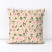 palm tree fabric // flamingo summer tropical print - peach