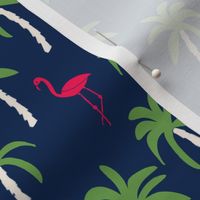 palm tree fabric // flamingo summer tropical print - navy brights