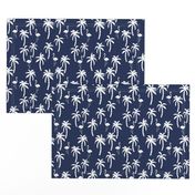 palm tree fabric // flamingo summer tropical print - navy