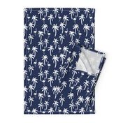 palm tree fabric // flamingo summer tropical print - navy