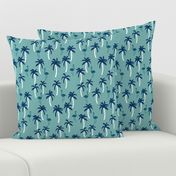 palm tree fabric // flamingo summer tropical print - blues