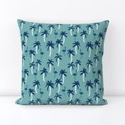 palm tree fabric // flamingo summer tropical print - blues