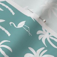 palm tree fabric // flamingo summer tropical print - blue