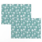 palm tree fabric // flamingo summer tropical print - blue