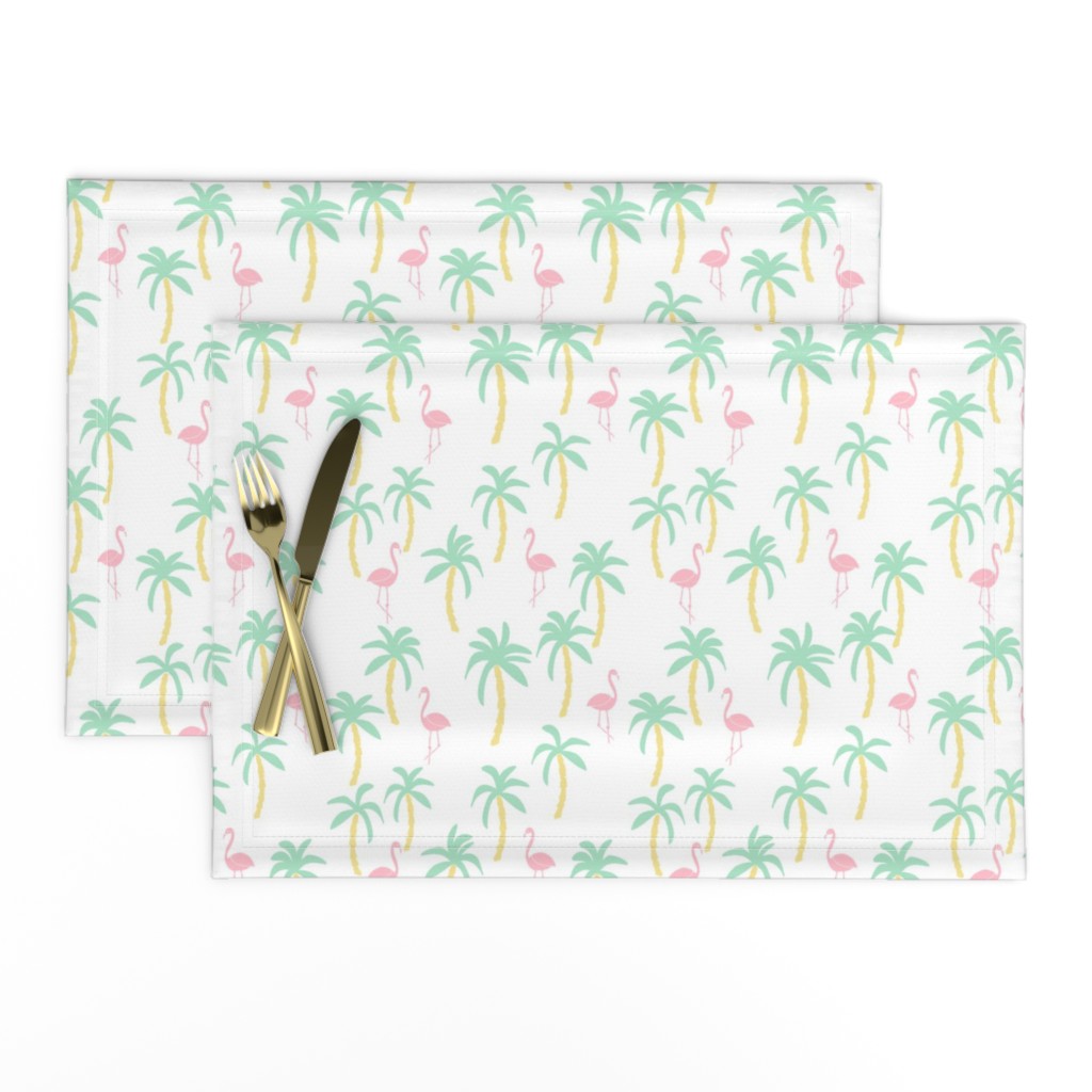 palm tree fabric // flamingo summer tropical print - pastels