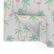 palm tree fabric // flamingo summer tropical print - pastels
