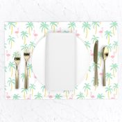 palm tree fabric // flamingo summer tropical print - pastels