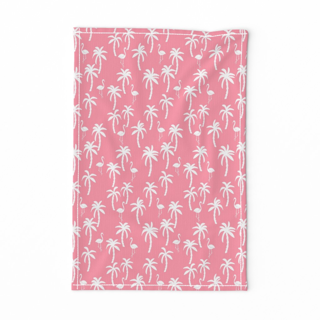 palm tree fabric // flamingo summer tropical print - pink