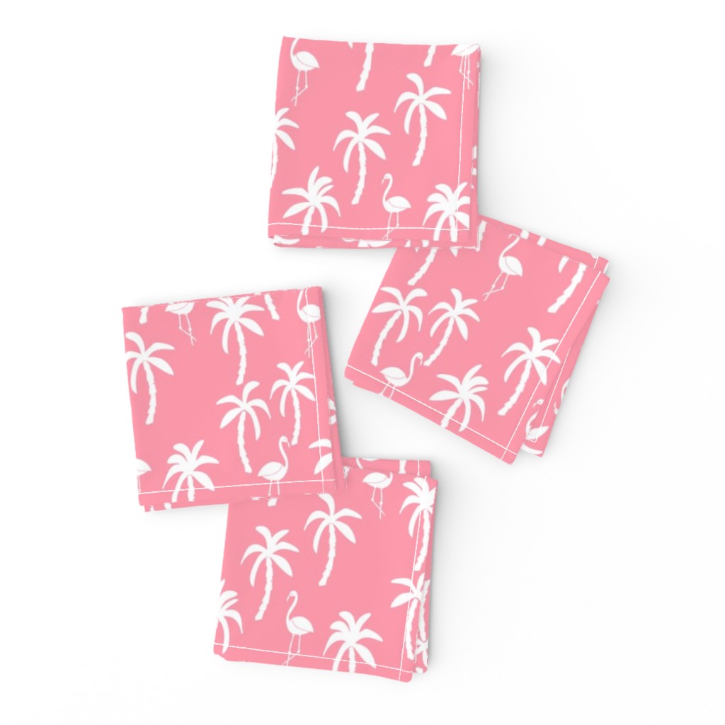 palm tree fabric // flamingo summer tropical print - pink