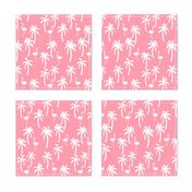 palm tree fabric // flamingo summer tropical print - pink