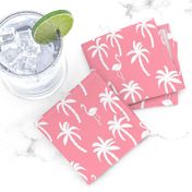 palm tree fabric // flamingo summer tropical print - pink