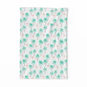 palm tree fabric // flamingo summer tropical print - light pink and green