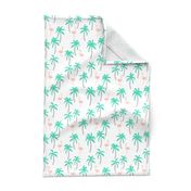 palm tree fabric // flamingo summer tropical print - light pink and green