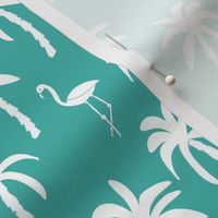 palm tree fabric // flamingo summer tropical print - turquoise