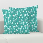 palm tree fabric // flamingo summer tropical print - turquoise