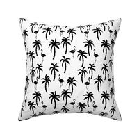 palm tree fabric // flamingo summer tropical print - black and white